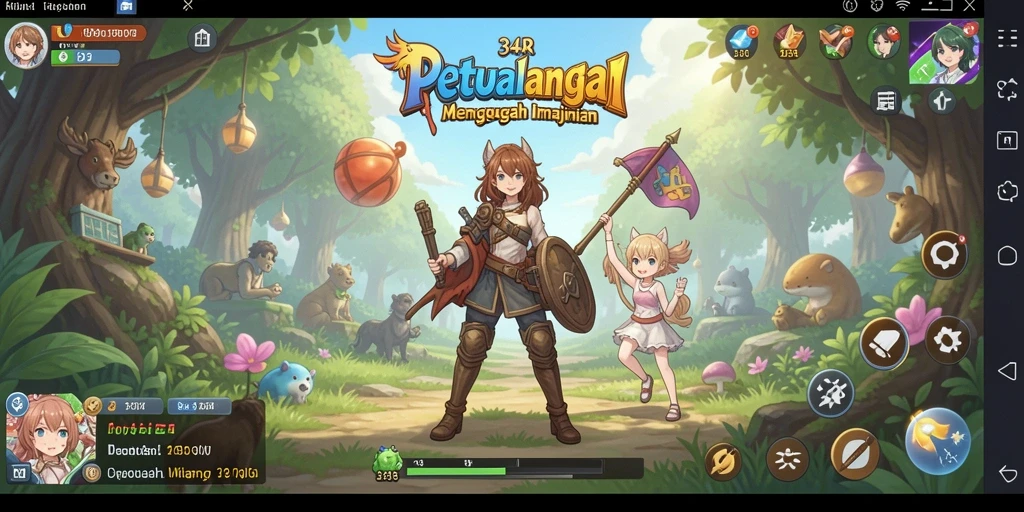 Screenshot gameplay 34R dengan karakter anime favorit.