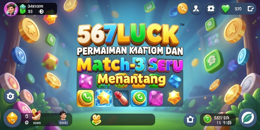Tangkapan layar utama 567LUCK menampilkan gameplay Match-3 yang menarik.
