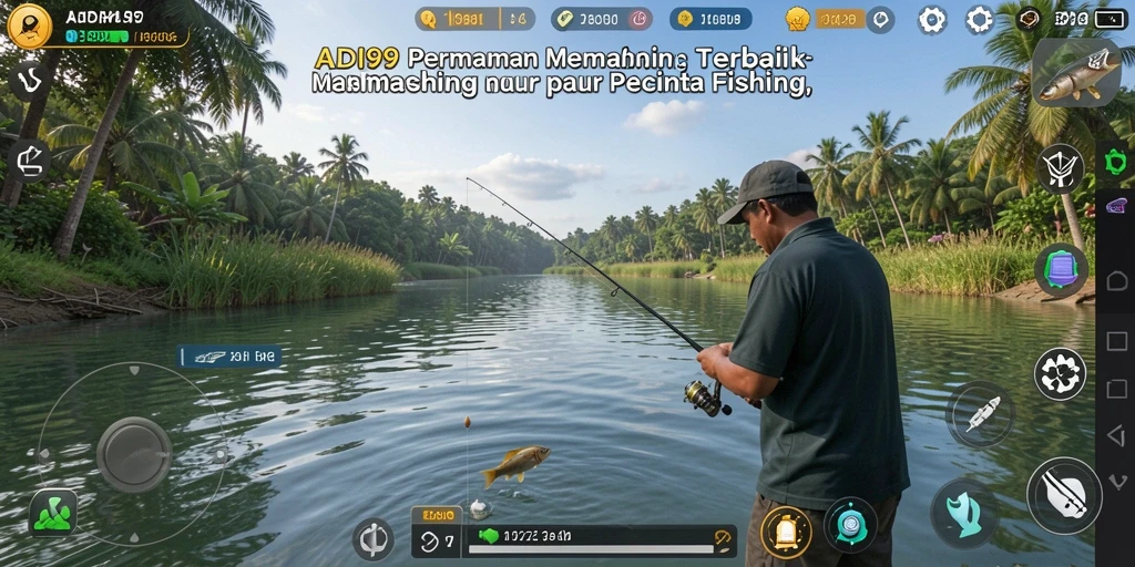 Tampilan gameplay <strong>ADI99</strong> yang menakjubkan saat memancing di laut.