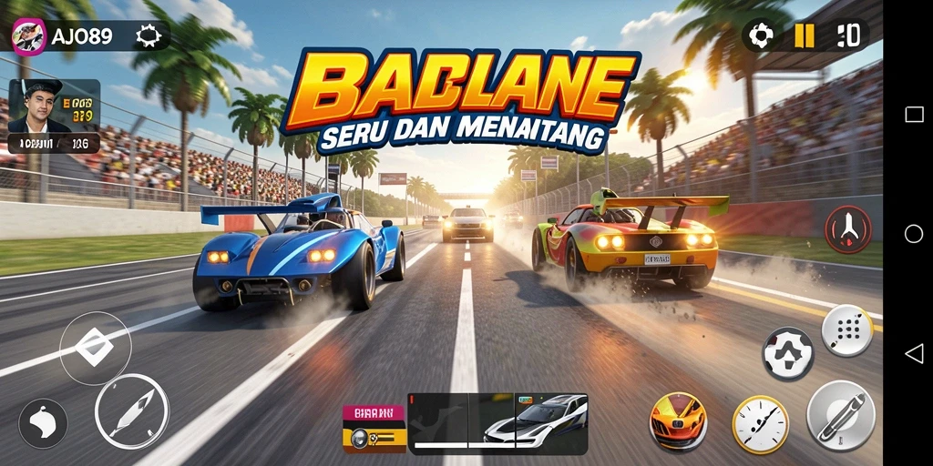 Tampilan gameplay balapan seru di AJO89 dengan lintasan yang menantang.