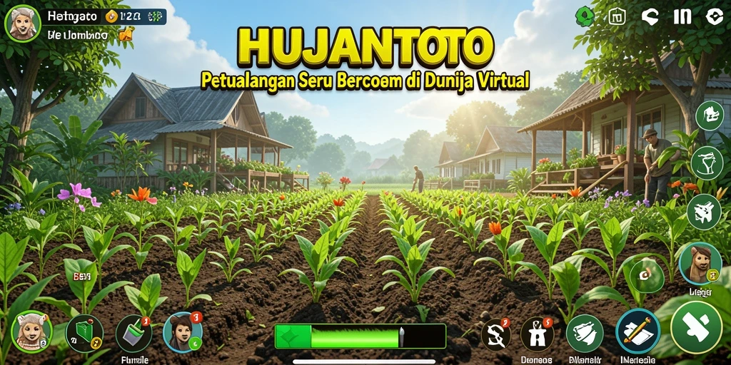 Tampilan gameplay seru di <strong>HUJANTOTO</strong> saat berkebun dan merawat hewan.