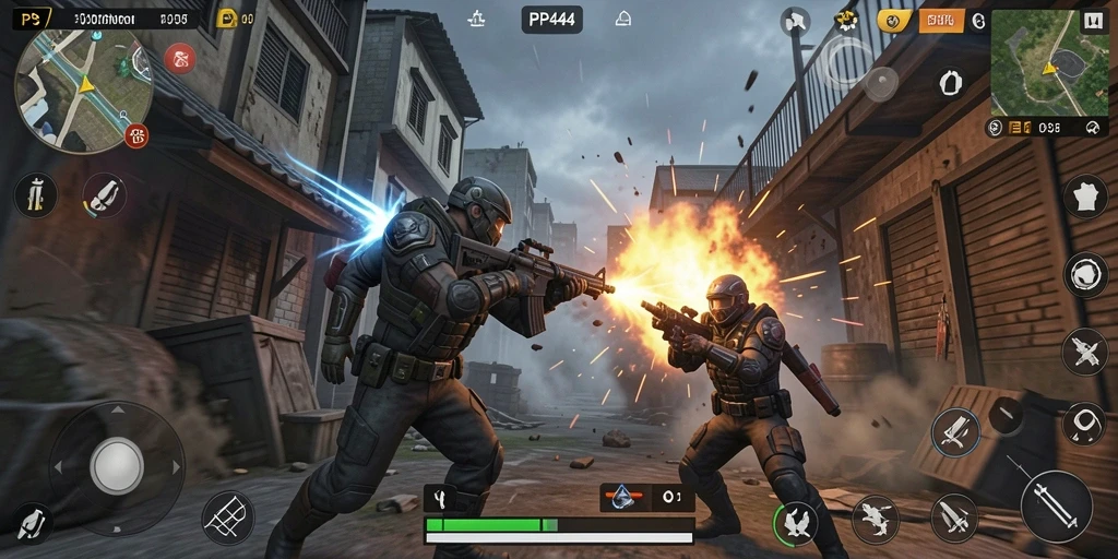 Tampilan menegangkan gameplay PP444 dalam suasana pertempuran TPS.