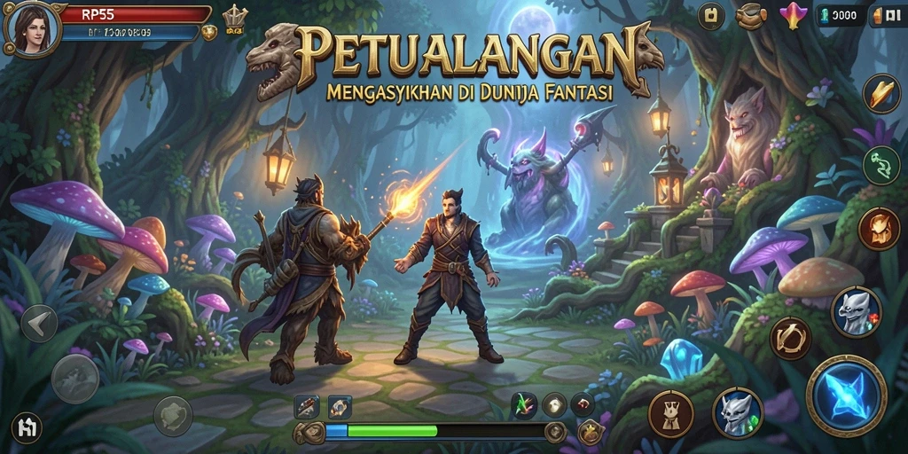 Screenshot gameplay RP55 menunjukkan aksi mendebarkan di dunia petualangan.