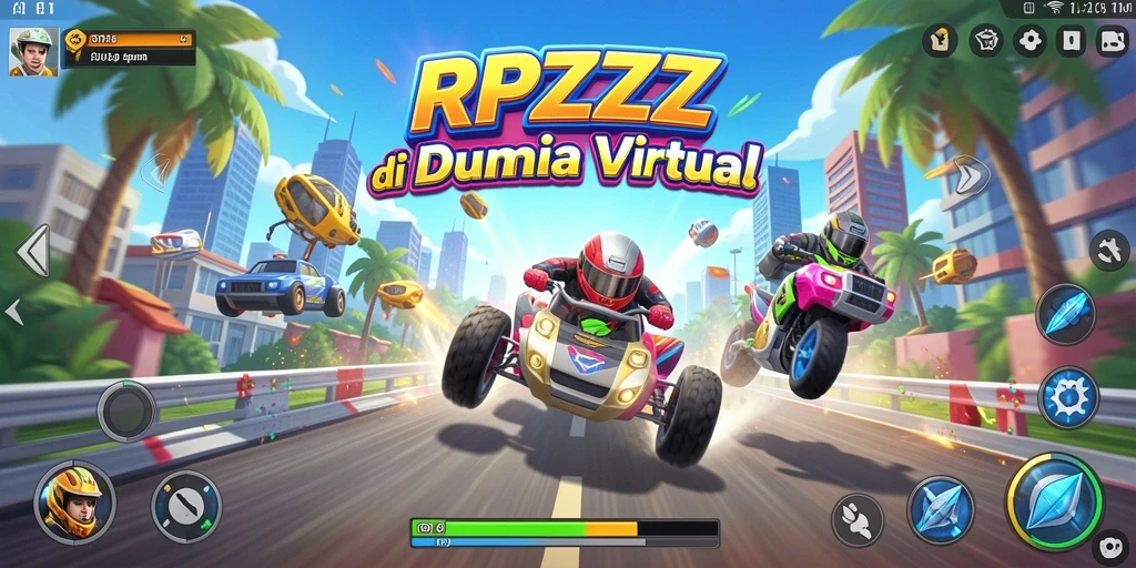 Gameplay seru RPZZZ dengan balapan yang intens dan mendebarkan.