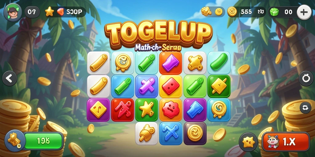 Gameplay seru TOGELUP dalam aksi Match-3 yang menantang.