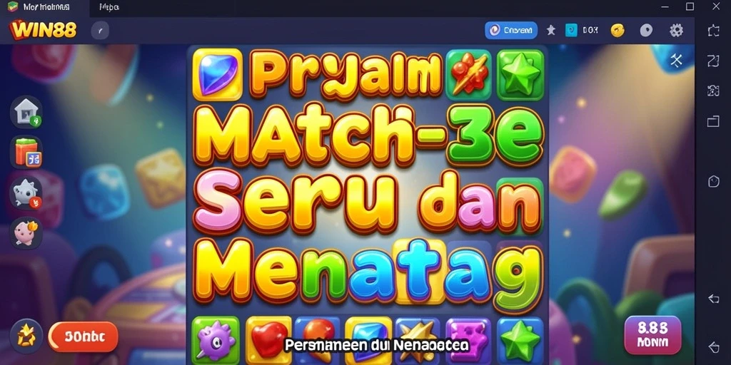 Tampilan gameplay seru dari WIN88 dengan tingkat tantangan Match-3.